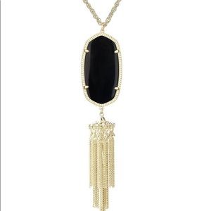 Kendra Scott Black and Gold Rayne Pendant Necklace